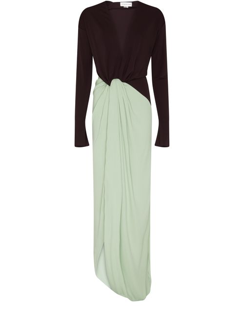 VICTORIA BECKHAM Langärmeliges Jersey-Kleid mit Knotendetails