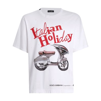Dolce & Gabbana Cotton T-shirt With Vespa Print In White