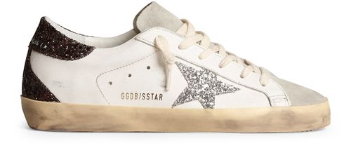 GOLDEN GOOSE Sneakers avec étoile argentée et talon pailleté Super-Star