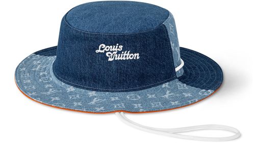 LOUIS VUITTON Denim Patchwork Explorer Reversible Bucket Hat
