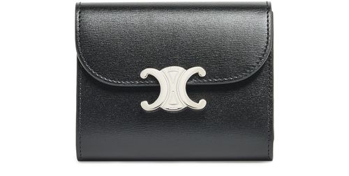 CELINE Triomphe small flap in shiny calfskin wallet