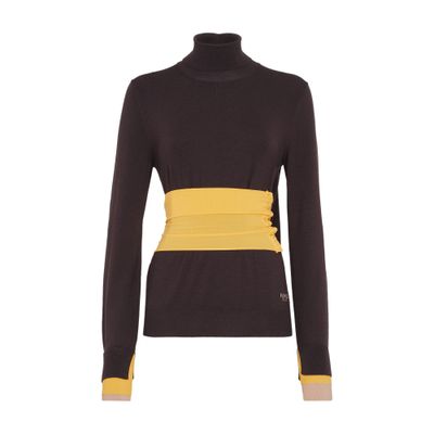 Fendi Woman Turtleneck Dark Purple Size 8 Wool, Polyamide, Polyurethane, Viscose, Polyester In Purple