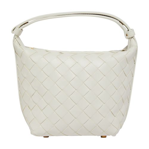 Bottega Veneta White-gold Wallace Leather Top-handle Bag In White_gold