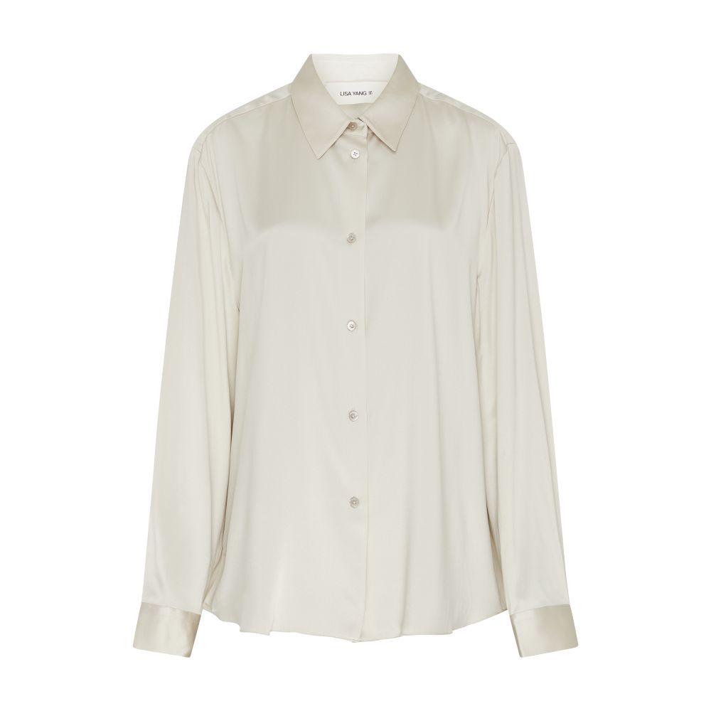 Button-up long-sleeved silk shirt thumbnail 7