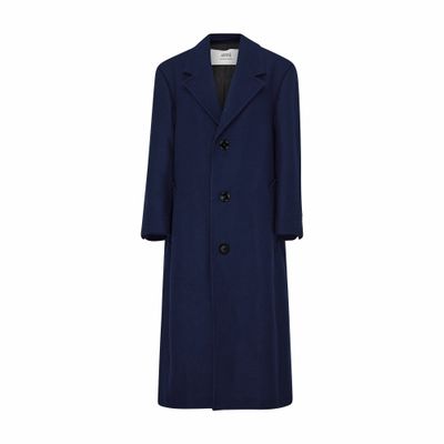 Ami Alexandre Mattiussi Ami Double-breasted Long Coat In Night_blue