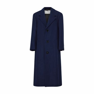 Shop Ami Alexandre Mattiussi Three Buttons Coat In Night_blue