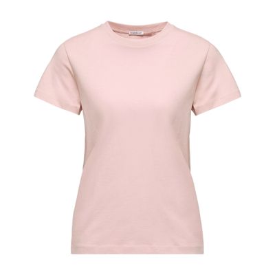 Moncler Cotton Ribbed Crewneck Short-sleeve T-shirt In Pink