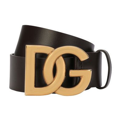 Shop Dolce & Gabbana Logo Belt In Dark_brown_gold