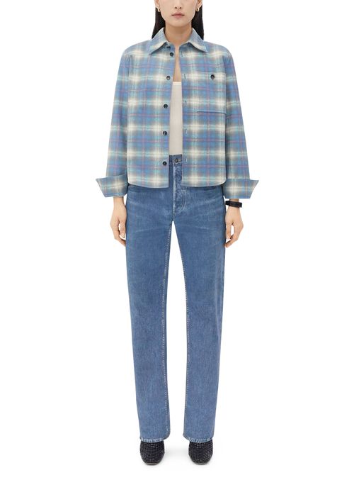 BOTTEGA VENETA Flannel printed leather shirt