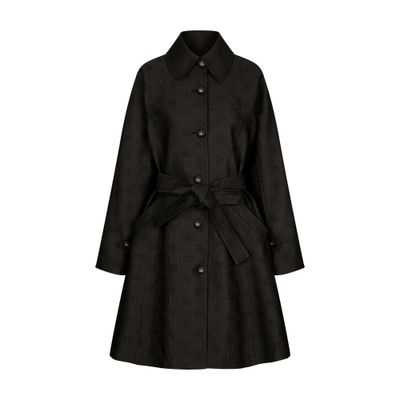 DOLCE & GABBANA BELTED JACQUARD COAT WITH DG LOGO