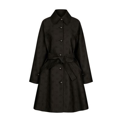 Dolce & Gabbana Jacquard Belted Trench Coat In Black