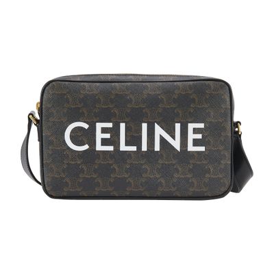 medium messenger bag in triomphe canvas with celine print black