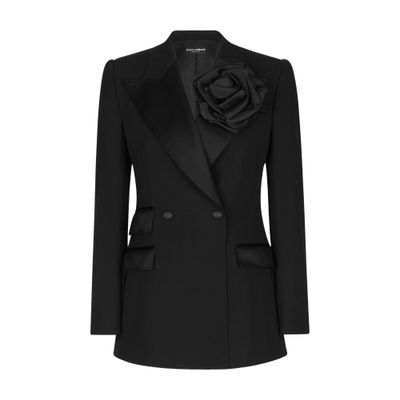 Dolce & Gabbana Classic Double-breasted Wool Jacket For Women In Black