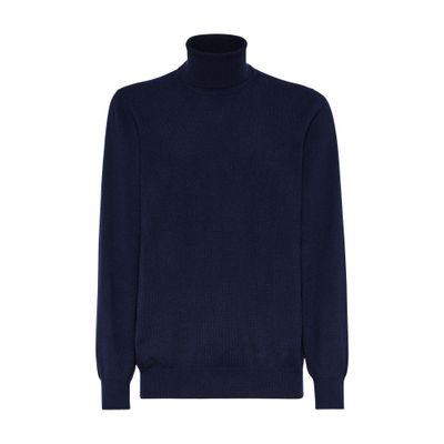 Brunello Cucinelli Cashmere Turtleneck In Blue