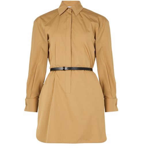 MAX MARA Alcade cotton poplin shirt dress with leather belt