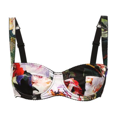 Shop Dolce & Gabbana Satin Balconette Bra In Multicolor