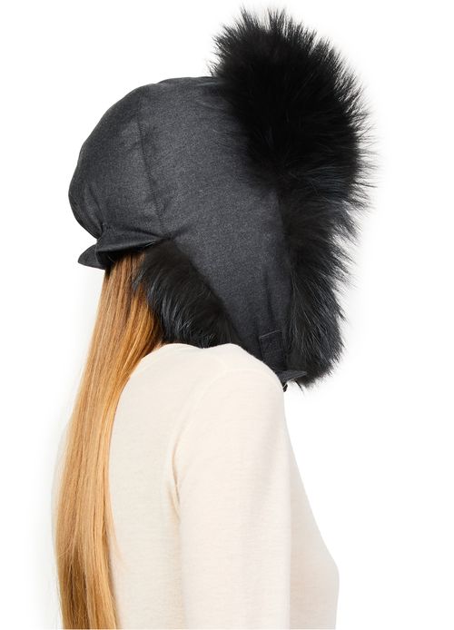 YVES SALOMON Wool and fox fur chapka