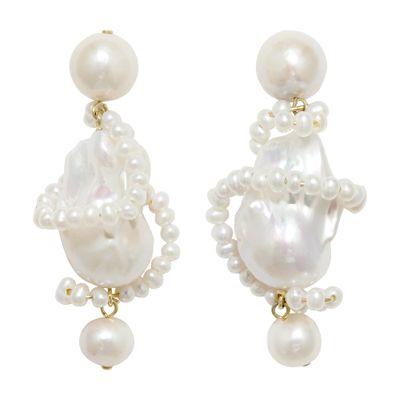 Completedworks Pearl And Recycled Gold Vermeil Earrings In White