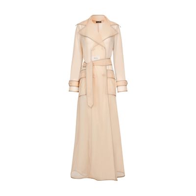 Dolce & Gabbana Tech Marquisette Belted Trench Coat In Powder