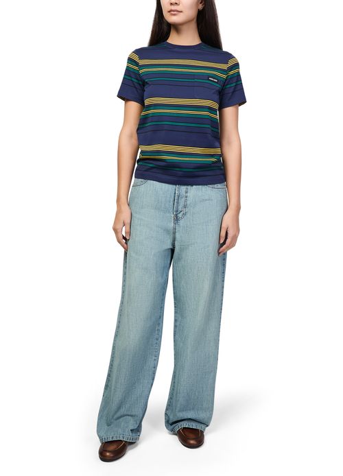 MIU MIU Gestreiftes Kurzarm-T-Shirt