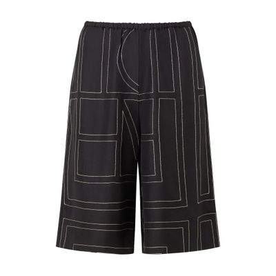 Totême Cropped Silk Pants With Monogram In Black