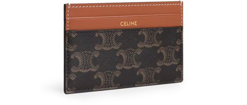 CELINE Medium card holder in Triomphe canvas and calfskin