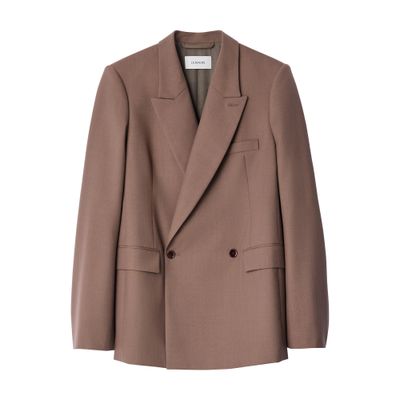 Lemaire Double-breasted Tailored Jacket In Brown