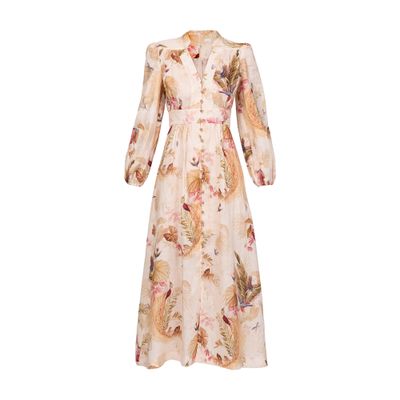 Zimmermann Ascension Plunge Midi Dress In Neutral