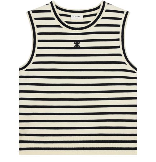 CELINE Triomphe sleeevess marinière sweater in wool