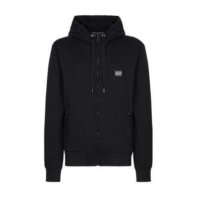 Jersey zip-up hoodie