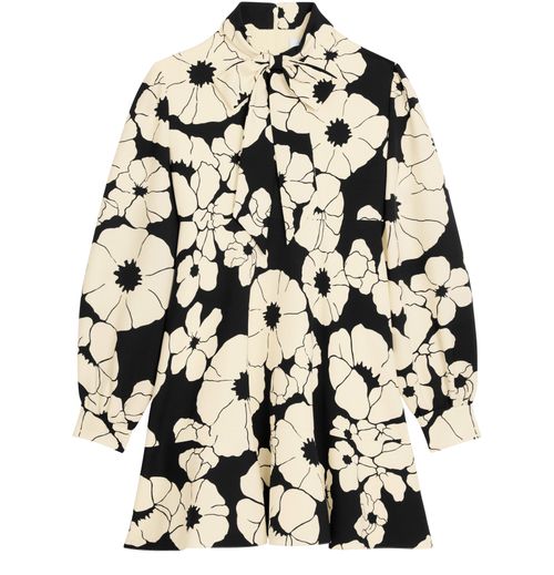 CELINE Skater mini dress in wool organza