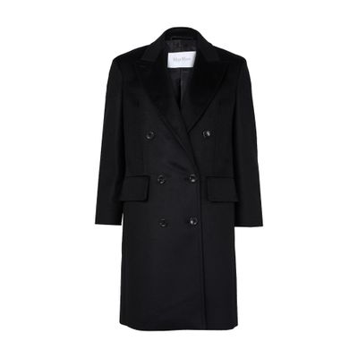 Max Mara Cosa Double-breasted Coat In Black