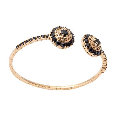 Family yellow gold bracelet with rosette motif and black sapphire