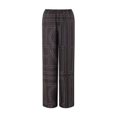 Totême Silk Pajama Bottoms With Monogram In Brown