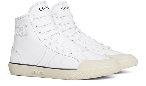 CELINE As-02 mid low lace-up Celine Alan sneakers with Triomphe patch in calfskin