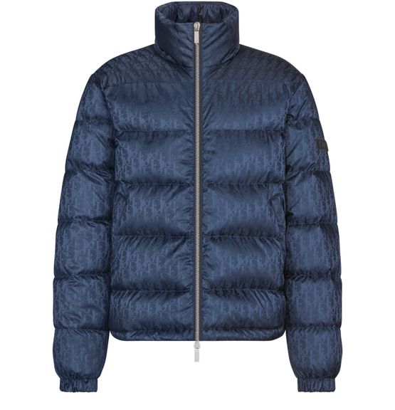 Dior Oblique Down Jacket Light Blue Technical Jacquard Men's - US