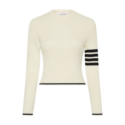 Thom Browne White Sweater With 4-bar Detail In Knit Woman In White