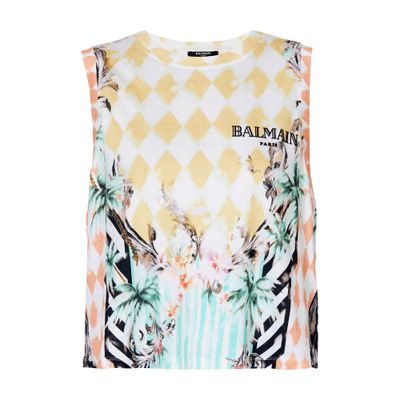 Balmain Baroque-print Tank Top In Multicolor