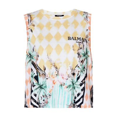 BALMAIN BAROQUE PRINT VEST TOP