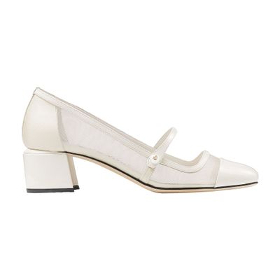 Jimmy Choo Elisa 45 Leather Mary Jane Heeled Pumps In Off-white