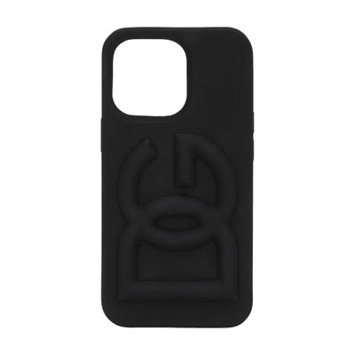 Dolce & Gabbana Rubber Iphone 14 Pro Cover With Dg Logo In Black