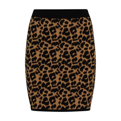 Max Mara Jacquard Leopard Domizia Mini Skirt In Black