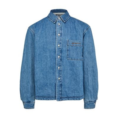 Jacquemus 'la Chemise Boulanger' Blue Jacket With Classic Collar And Logo Embroidery On The Front In Blue