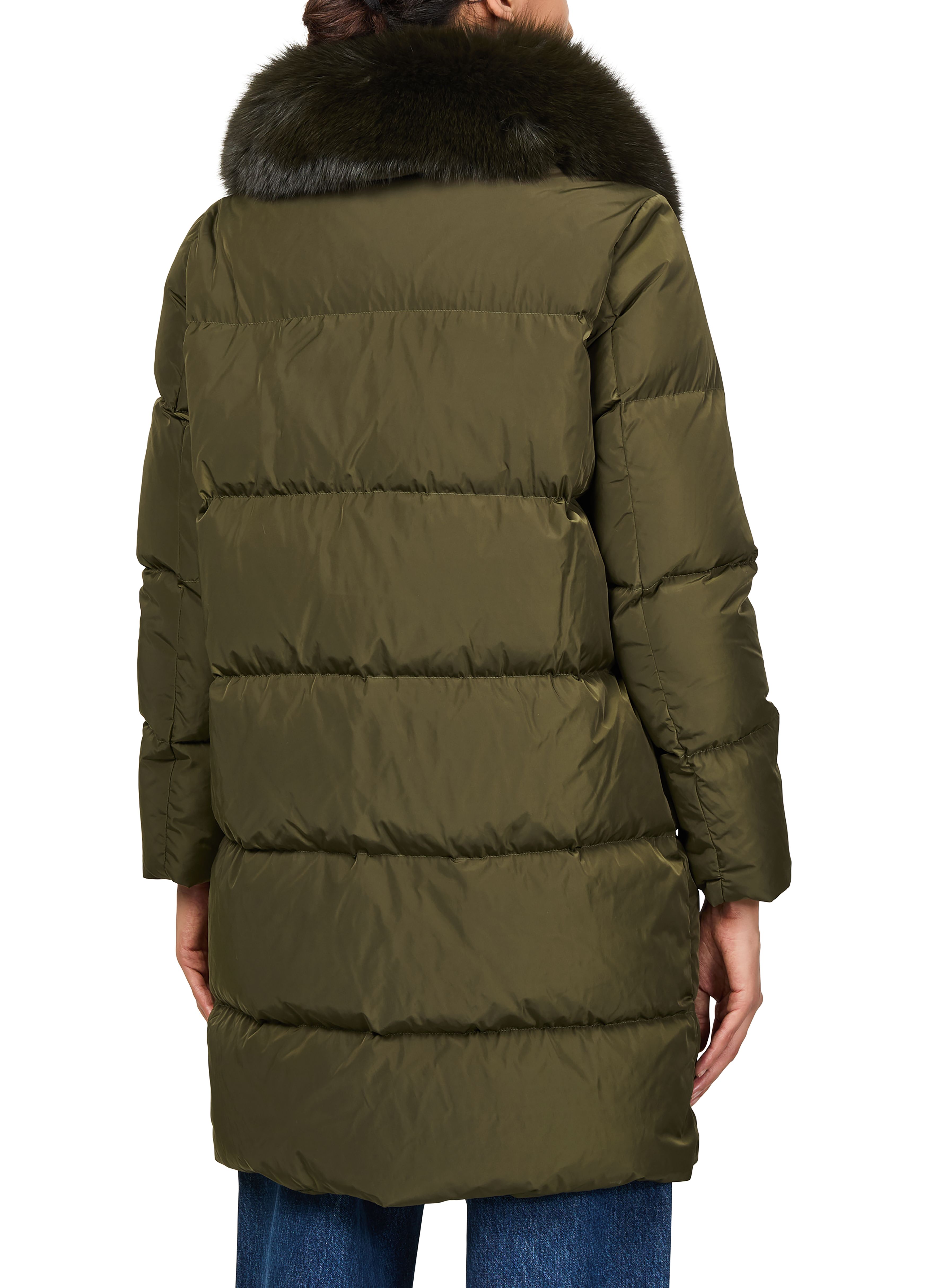 Puffer jacket with a fox fur collar thumbnail 5