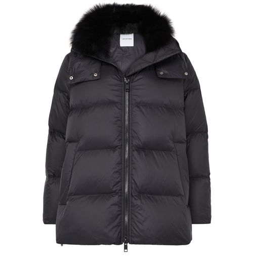YVES SALOMON Hooded puffer jacket with a mink fur collar