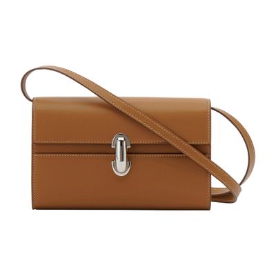 Savette Mini Smooth Calfskin Symmetry Bag In Brown
