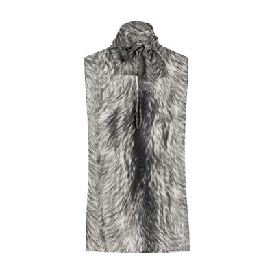 Dolce & Gabbana Shirt With Bow In Chiffon Print Fur In Multicolor