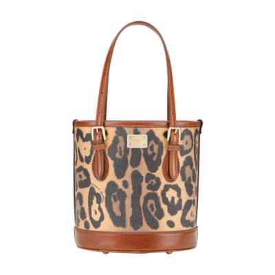 Dolce & Gabbana Small Leopard-print Bucket Bag In Multicolor