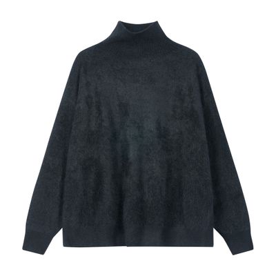 Bompard Oversized High-neck Brushed Cashmere Sweater In Blue
