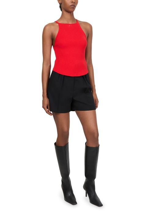 COURREGES Circle rib knit top